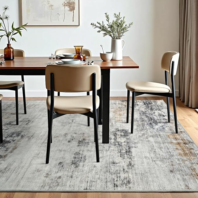 Toneed Abstract Area Rug Modern Washable Rug Soft Non Slip Rug Low Pile - Image 4