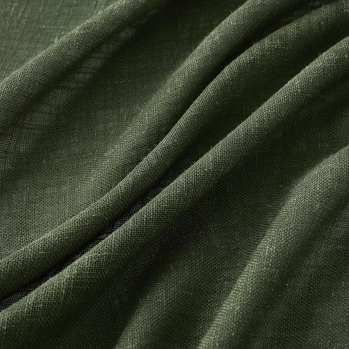 MIULEE Olive Green Linen Curtains 102 Inch Length 2 Panels - Image 4