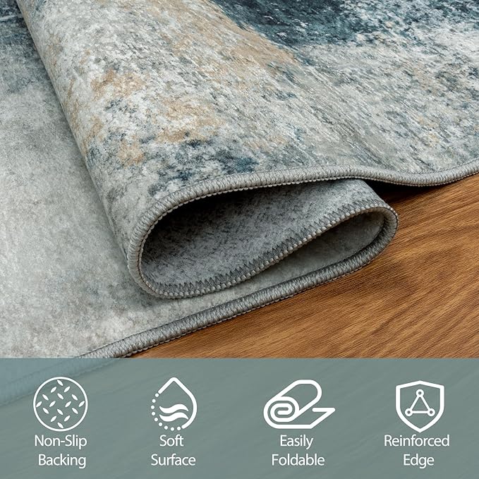 5x8 Area Rugs for Living Room Rug Washable: Abstract Rug for Dining Room - Image 4