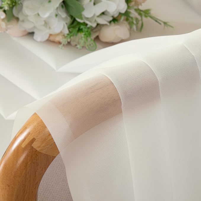 Lecloud Ivory Sheer Curtains 68 Inch Length 2 Pcs, Light Filtering Rod Pockets - Image 9