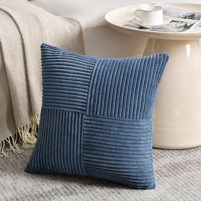Fancy Homi 2 Packs Dusty Blue Samll Decorative Throw Pillow Covers 12x12 Inch - Image 2