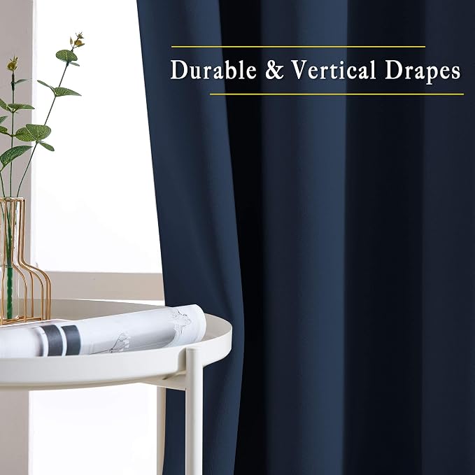 NICETOWN Blackout Navy Curtains & Drapes 48 inch Long - Image 5