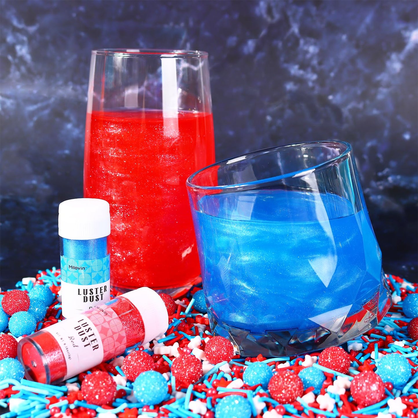 Red Edible Glitter for Drink, 5g Red Luster Dust Edible for Cake Decorating, Edible Glitter for Cocktails, Baking, Chocolate, Cookies, and Strawberries (0.18oz, red)