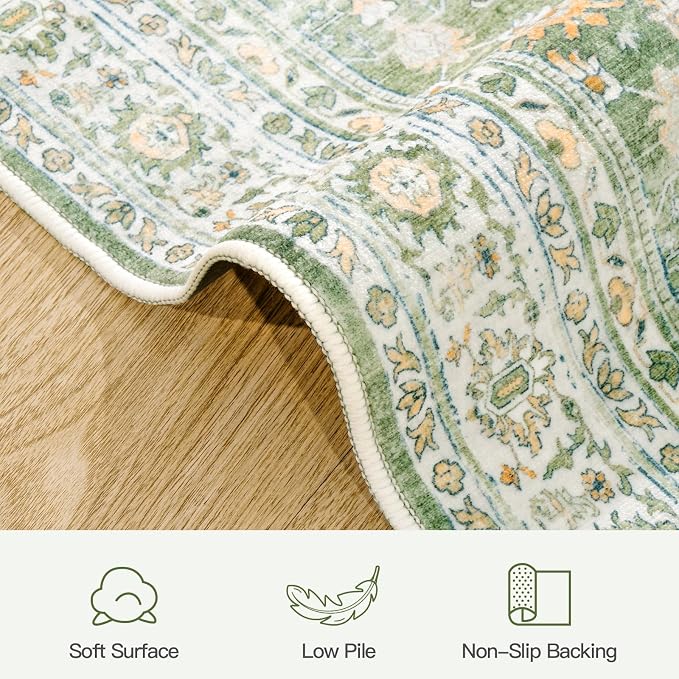 Lofus 5x7 Area Rug for Living Room, Light Green Washable Area Rugs - Image 7