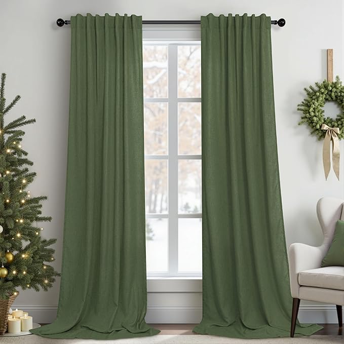 Pitalk Olive Green Curtains 96 Inches 8 FT Long by Pitalk