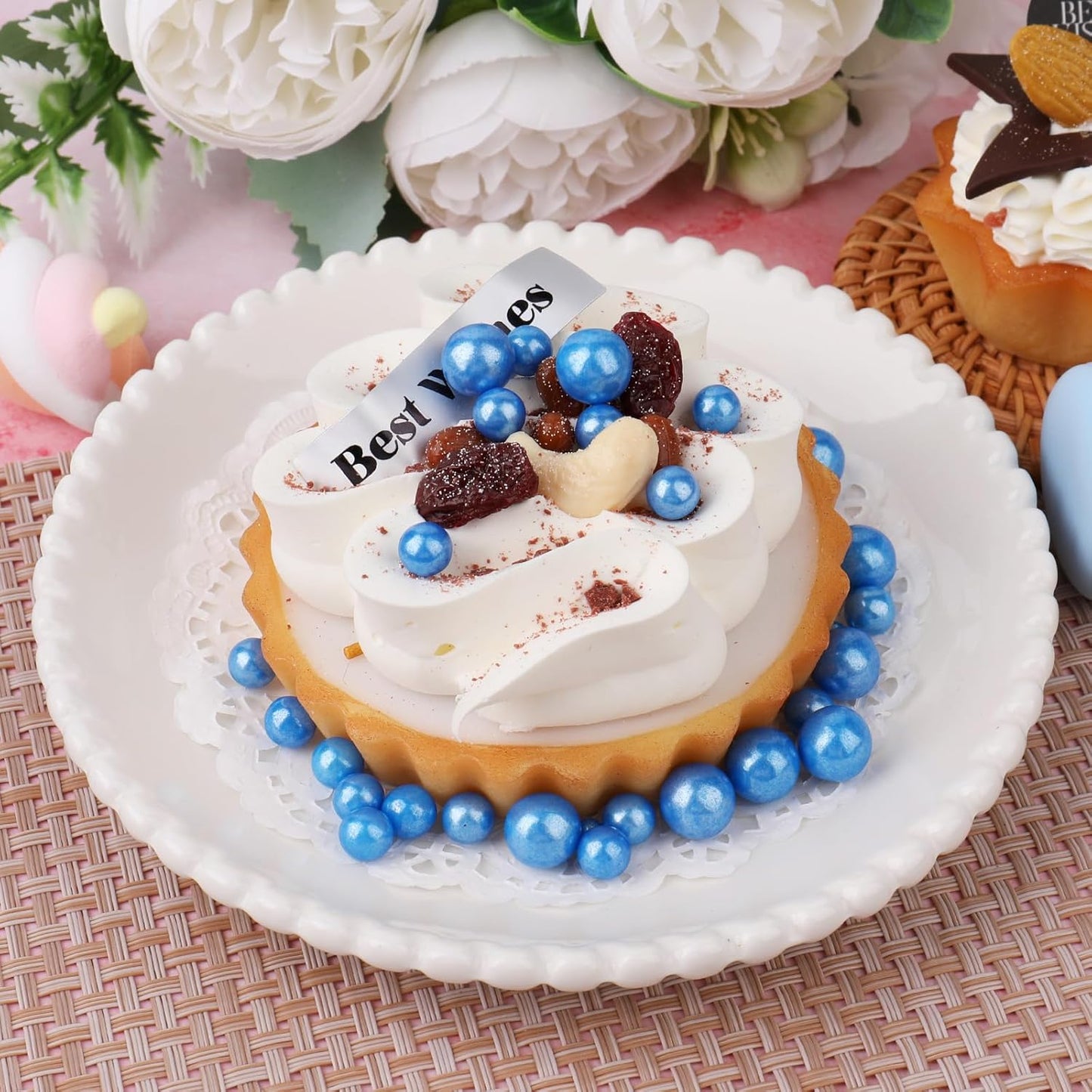 Blue Pearl Sprinkles for Cake Decorating, 11.3 Oz Edible Pearls Sugar 4 Sizes Gift Box Set for Baking Cookie Ice Cream Cupcake Toppings