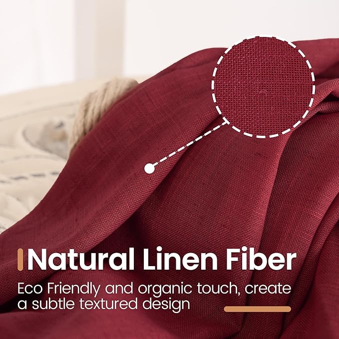 BGment Linen Burgundy Curtains 40 Inch Length - Image 3