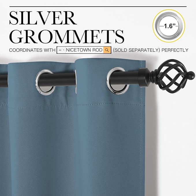 NICETOWN Blackout Window Curtains 60 inch Length 2 Panels, 34 x 60 Inch - Image 2