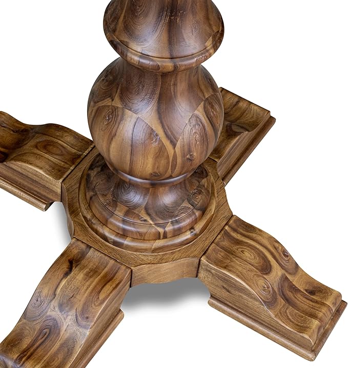 I5DA5-50N-32 5-Piece Modern Dining Table Set with Polyester Fabric 4 Light Beige kitchen chairs, Button-Tufted Backs, and a 54"Round Table in Antique Walnut Finish.