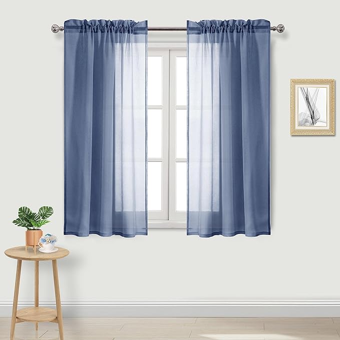 DWCN Sheer Curtains Semi Transparent Voile Rod Pocket Curtains by DWCN