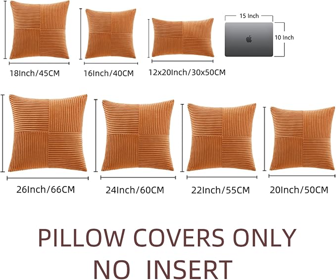 Fancy Homi 2 Packs Orange Fall Decorative Throw Pillow Covers 16x16 Inch - Image 7