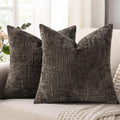 decorUhome Dark Brown Chenille Throw Pillow Covers 20x20 Set of 2 Textured Soft by decorUhome