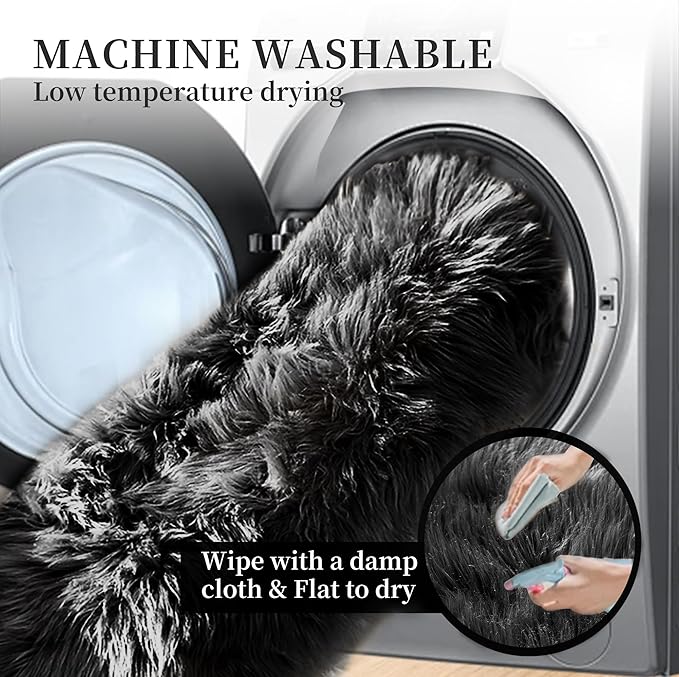 ORINOVA Black Washable Fluffy Area Rugs - Image 4