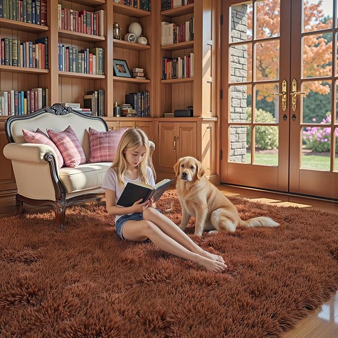 Area Rugs 9x12 Living Room, Shaggy Carpet Soft Plush Furry Bedside Rug Large - Image 6