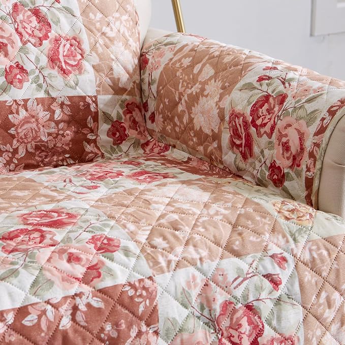Great Bay Home Reversible Floral Patchwork Loveseat Furniture Protector - Image 4