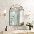 FORBATH Arched Bathroom Mirror 20x28 Inch, Bathroom Mirror Wall Mounted Modern Black Aluminum Alloy Frame Decor Dresser Mirror for Bedroom Living Room Entryway, Hanging or Leaning Against Wall