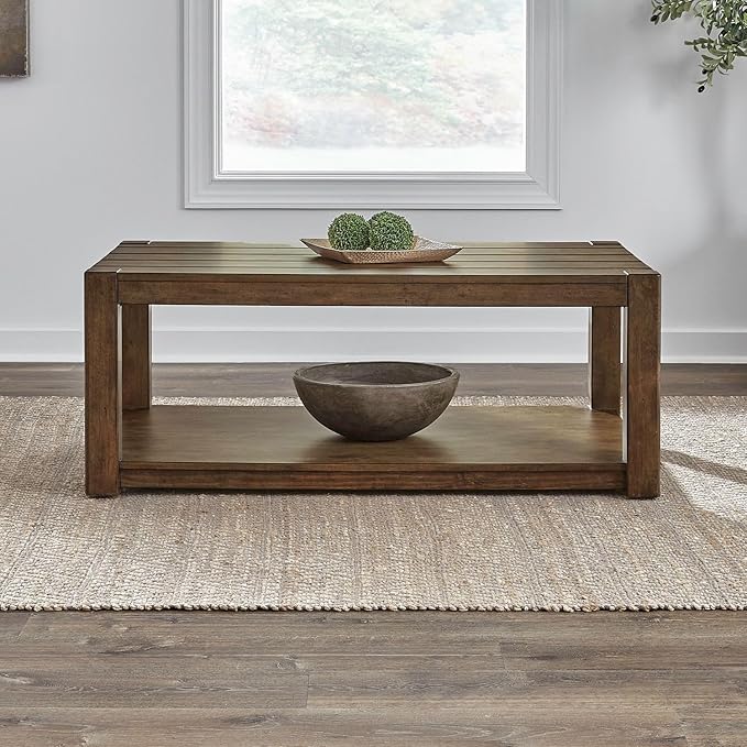 Liberty Furniture Broadmore Living Room Rectangular Cocktail Table - Cobblestone Brown