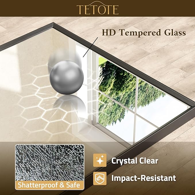 TETOTE Black Bathroom Mirror for Over Sink 55" x 30" Large Matte Black Beveled Metal Framed Rectangular Vanity Mirror for Bathroom, Bedroom, Entryway, Living Room, Tempered Glass, Shatterproof