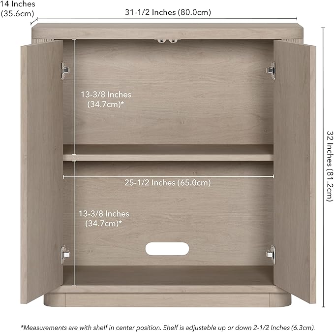 Henn&Hart 32" Wide Rectangular Accent Cabinet in Beech White, for Home, Living Room, Bedroom, Entertainment Room, Office