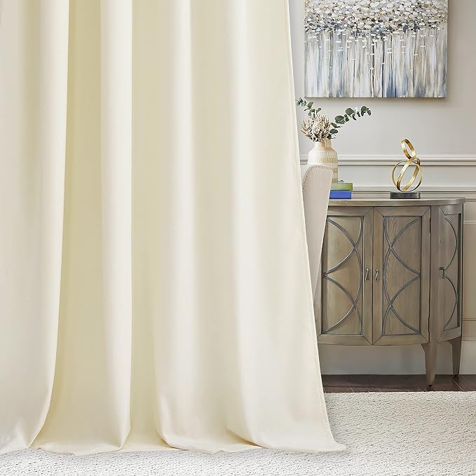RYB HOME Ivory White Velvet Curtains 72 inches - Image 4