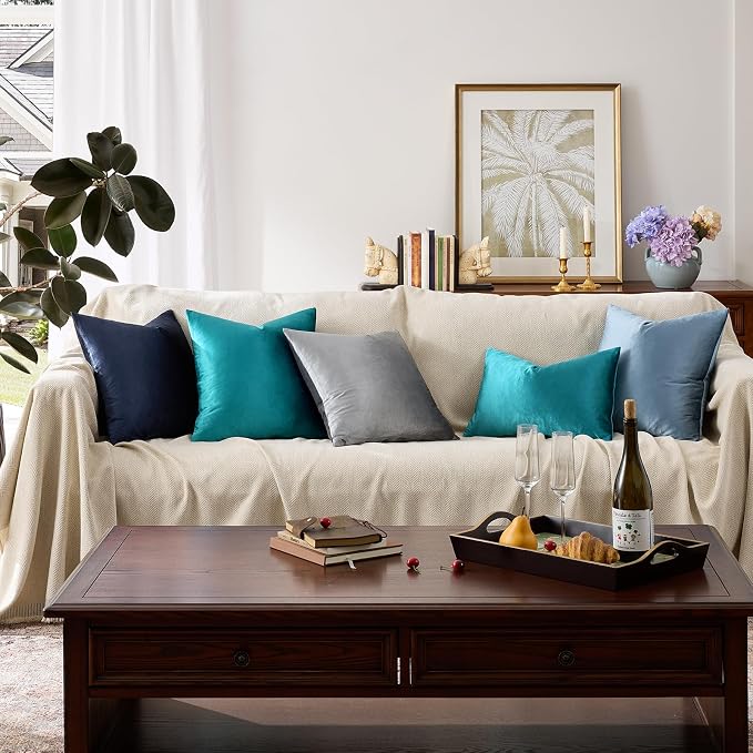 GIGIZAZA Décor Throw Couch Pillow Covers Set of 2, Sofa Cushion Teal Peacock - Image 7