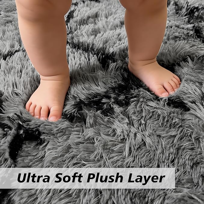8x10 Fluffy Area Rugs for Living Room, Shag Area Rug for Bedroom, Geometric - Image 2