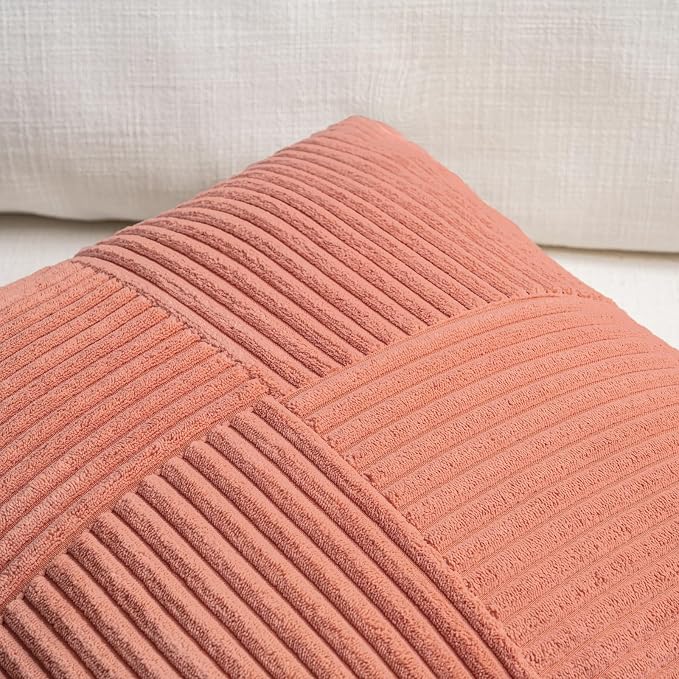 Fancy Homi 2 Packs Coral Samll Decorative Throw Pillow Covers 14x14 Inch - Image 3