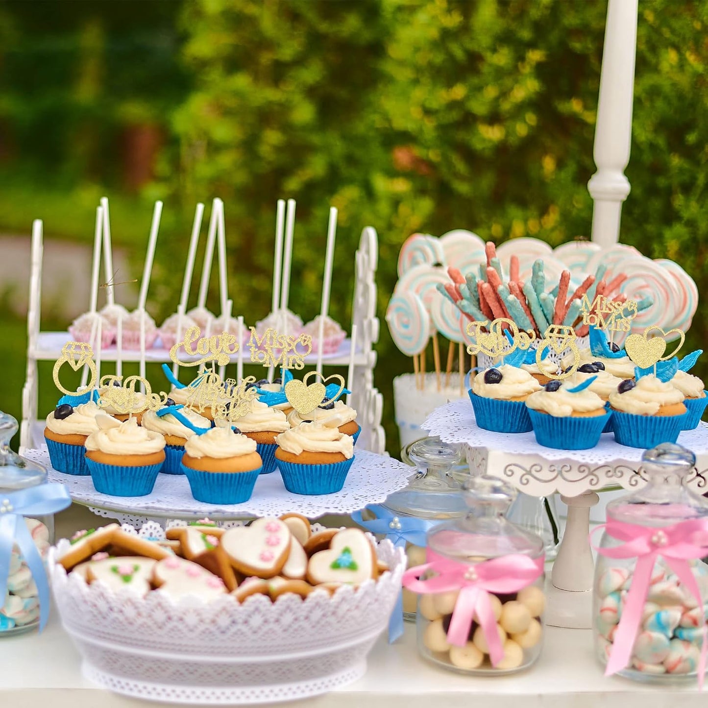 Gyufise 24Pcs Bride to Be Cupcake Toppers Gold Glitter I Do Love Heart Ring Miss To Mrs Cupcake Picks Bridal Shower Cake Decorations for Wedding Engagement Bachelorette Party Supplies