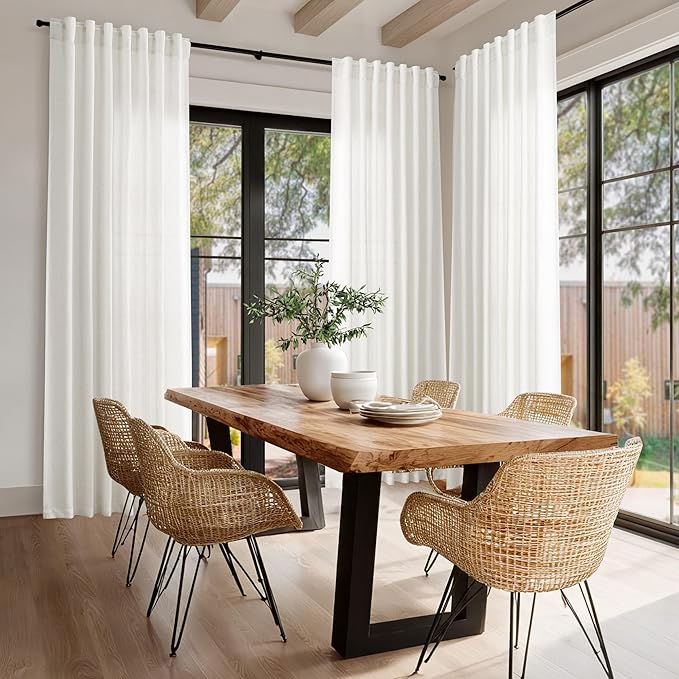 Nanspring Beige White Linen Curtains - Image 8