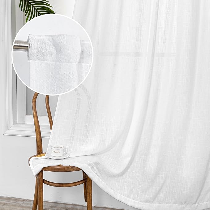 MYSKY HOME Short Curtains for Small Kitchen Windows 45 inches Length, Linen - Image 9