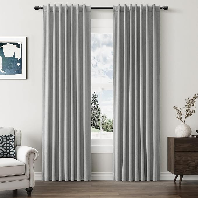 Guken 100% Blackout Linen Curtains 84 Inch Length 2 Panels Set by Guken
