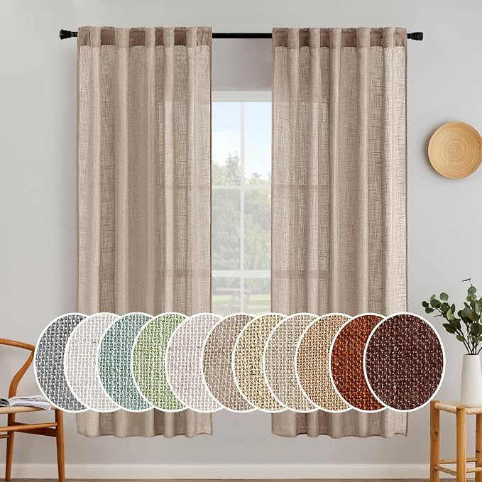 MIULEE Taupe Linen Curtains 72 Inch Length 2 Panels by MIULEE