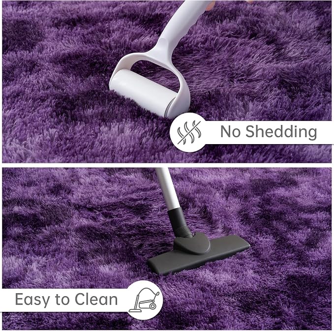 Goideal Fluffy Rug for Bedroom Living Room, 6x9 Purple Area Rugs, Faux Fur Shag - Image 7