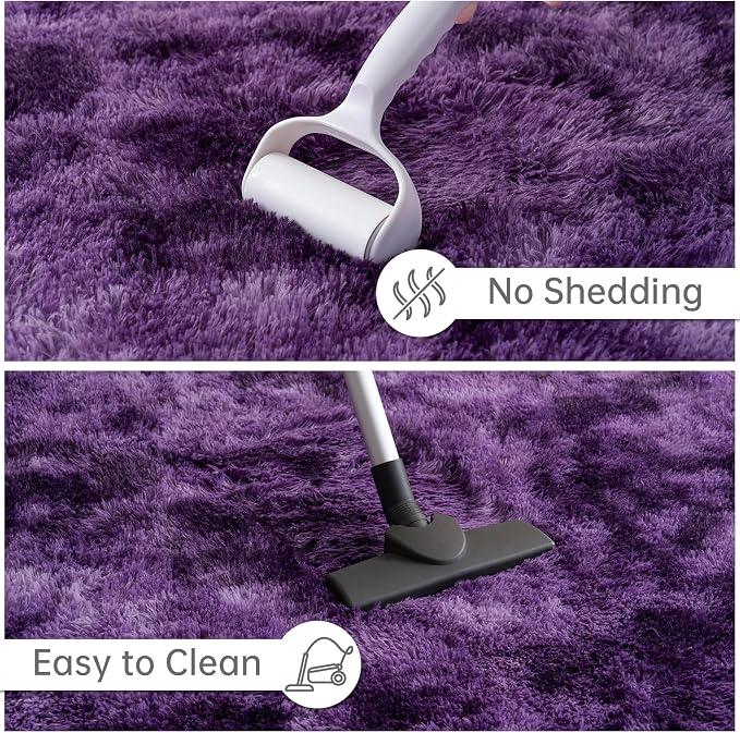 Goideal Fluffy Rug for Bedroom Living Room, 5x7 Purple Area Rugs, Faux Fur Shag - Image 7