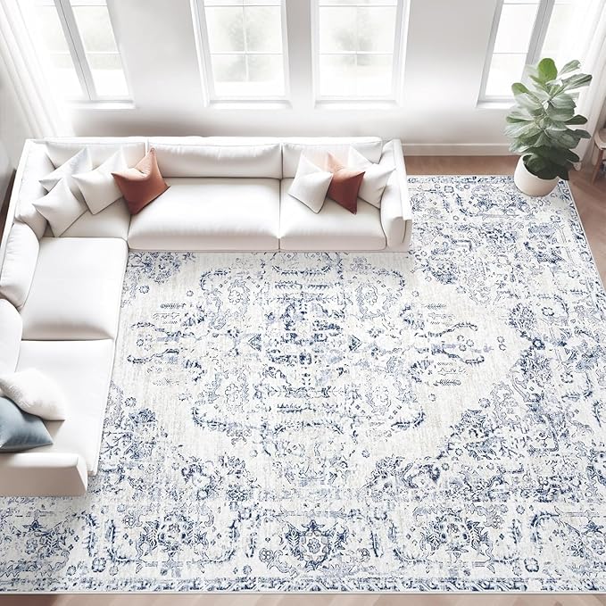 9x12 Area Rugs for Living Room: Washable Rug Vintage Large Rugs Soft Non Slip by MXSANYOORUG