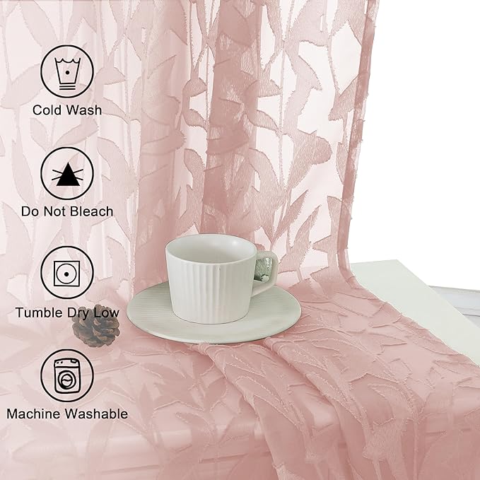 Lecloud Leia Semi Sheer Pink Curtains - Image 8