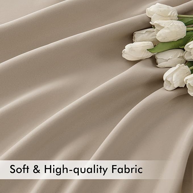 MIULEE Taupe Back Tab Blackout Curtains 90 Inches Long 2 Panels Set - Image 6