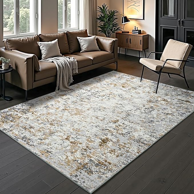 Toneed Abstract Area Rug Modern Washable Rug Soft Non Slip Rug Low Pile - Image 3