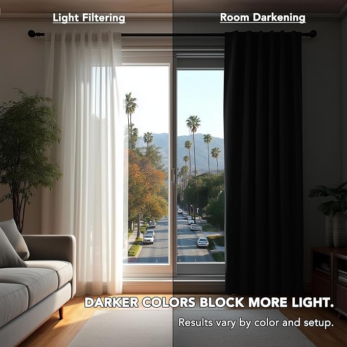 Deconovo Blackout Curtains, Thermal Insulated, W38 x L63 2 Panels, Back Tab - Image 3