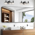 KOCUUY Black Bathroom Mirror 60"x28", Large Vanity Mirror with Rounded Corner, Metal Black Frame with Mordern Design for Bathroom, Living Room, Entryway, Hang Horizontal/Vertical