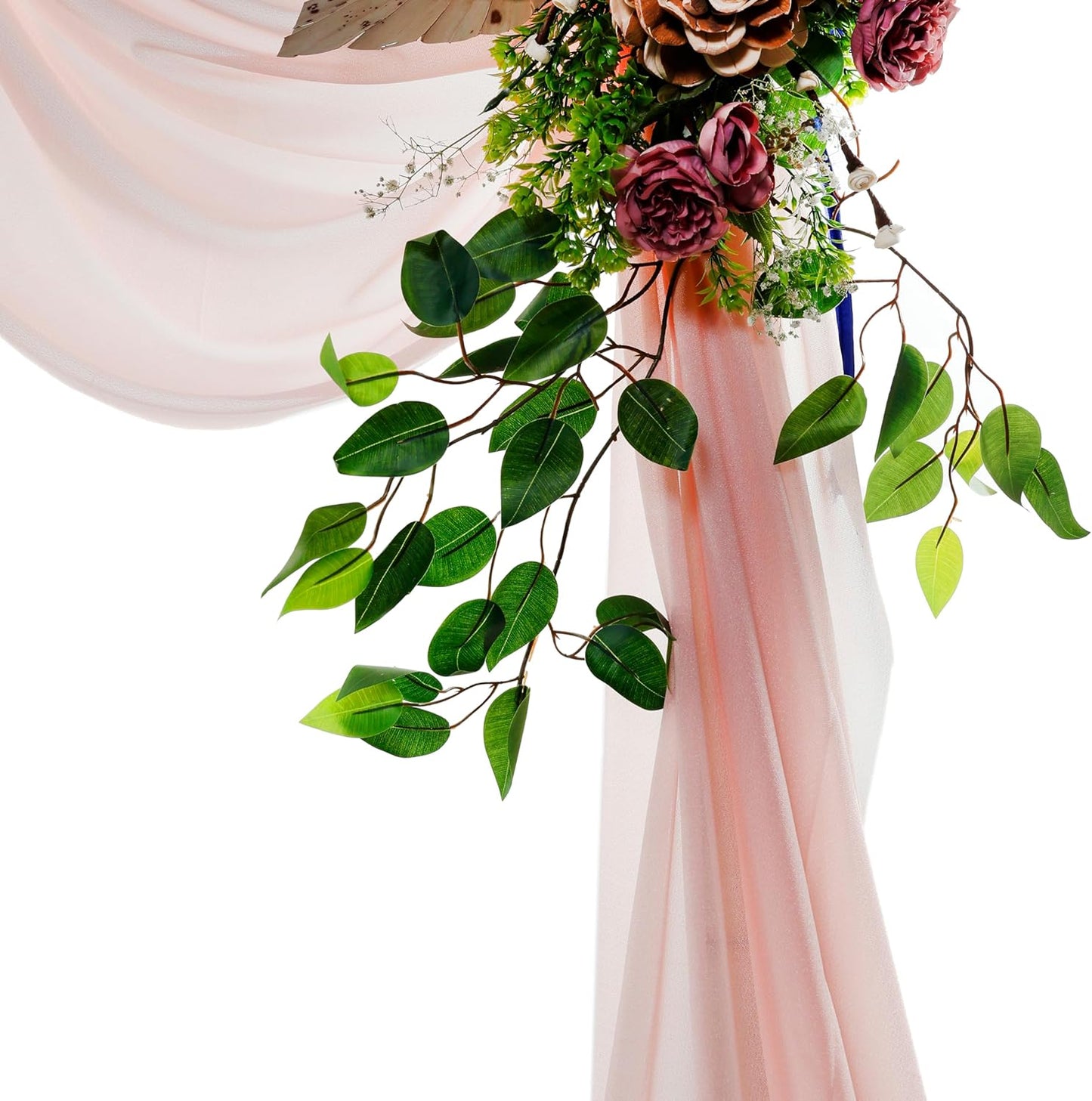 VDS Pack of 2 Panel (30 Inch X 30 Feet) Wedding Arch Draping Fabric Sheer Chiffon Fabric Drapery for Wedding Ceremony Reception Swag Backdrop Canopy Chuppah ARBO Altars Decoration (Dusty Rose)