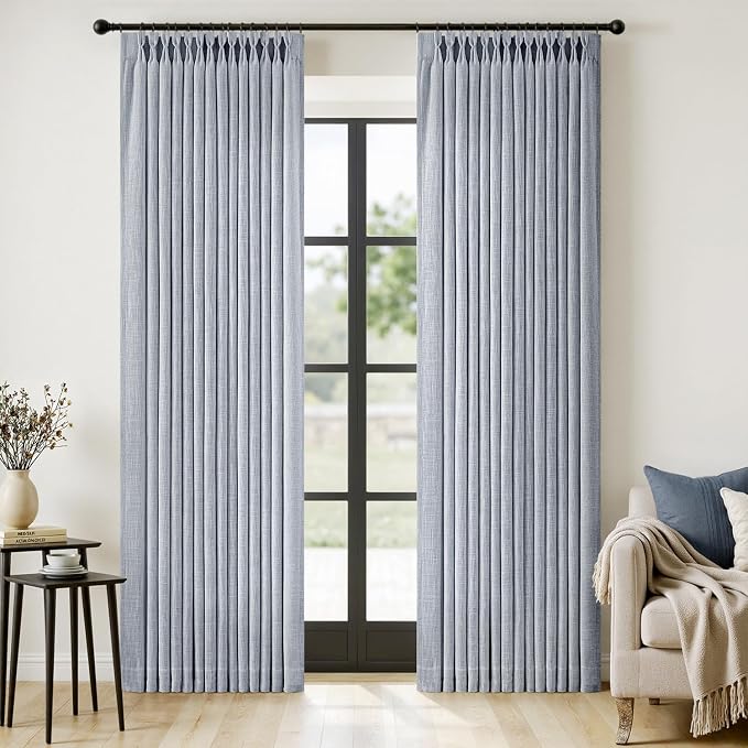 MIULEE Pinch Pleated Thick Linen Curtains 90 Inches Long 2 Panels by MIULEE