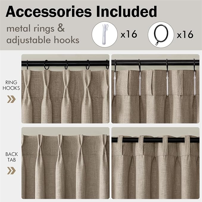MIULEE Pinch Pleated Thick Linen Curtains 90 Inches Long 2 Panels - Image 8