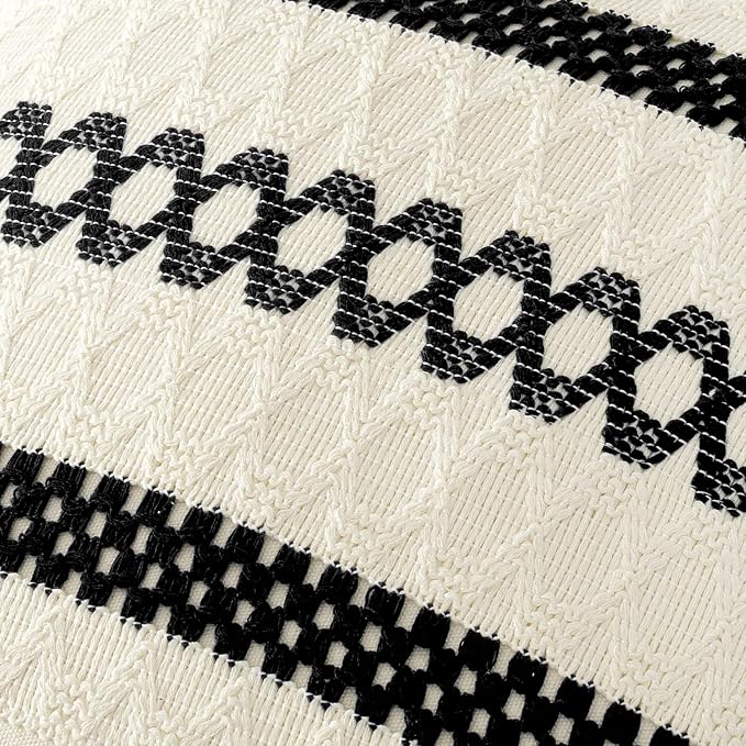 MIULEE Set of 2 Black Boho Decorative Pillow Covers 18x18 Inch Farmhouse Rustic - Image 4