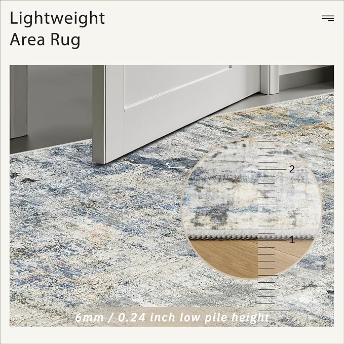Abstract Rug 8x10 Large Living Room Rugs Neutral Modern Washable Area Rugs - Image 7