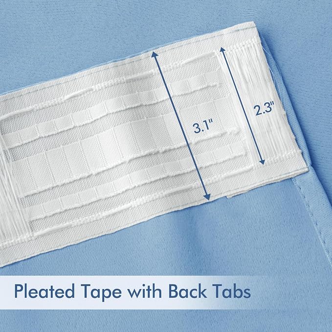 MIULEE Sky Blue Back Tab Blackout Curtain 96 Inch Long 2 Panels Set - Image 4