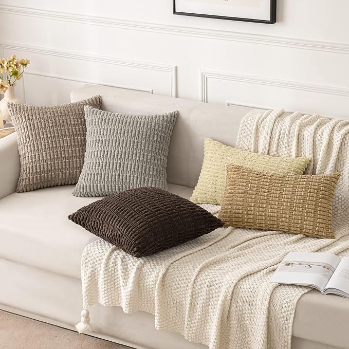 MIULEE Pack of 2 Corduroy Decorative Throw Pillow Covers 18x18 Inch Soft Boho - Image 4