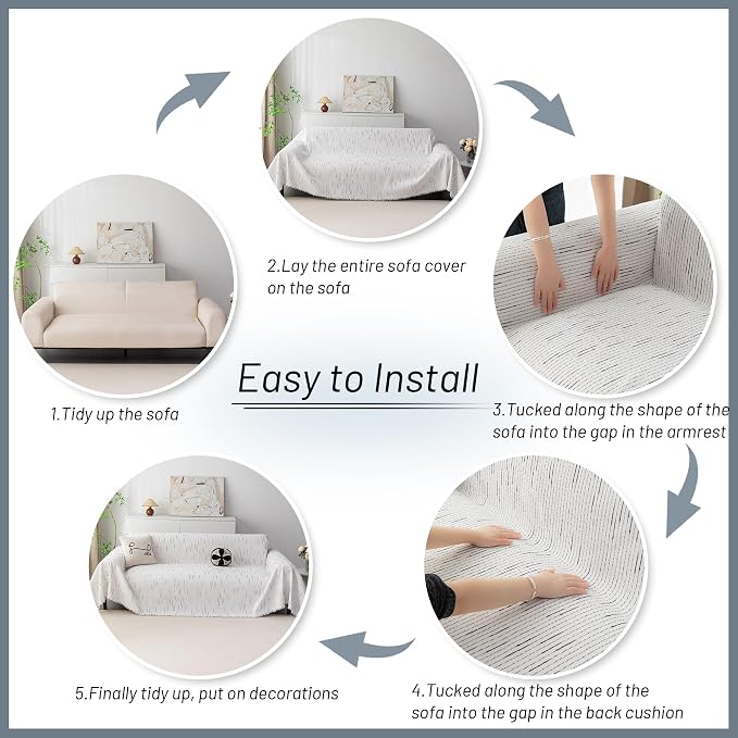MYSKY HOME Couch Covers for 2 Cushion Couch Sectional Sofa, L Shape Sofa - Image 7