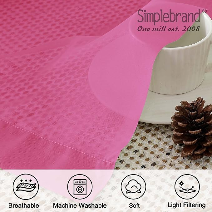 Simplebrand Hot Pink Sheer Curtains 84 Inches Long, Light Filtering Rod Pocket - Image 4