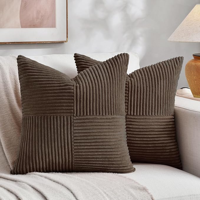 Fancy Homi 2 Packs Dark Brown Decorative Throw Pillow Covers 20x20 Inch by Fancy+Homi